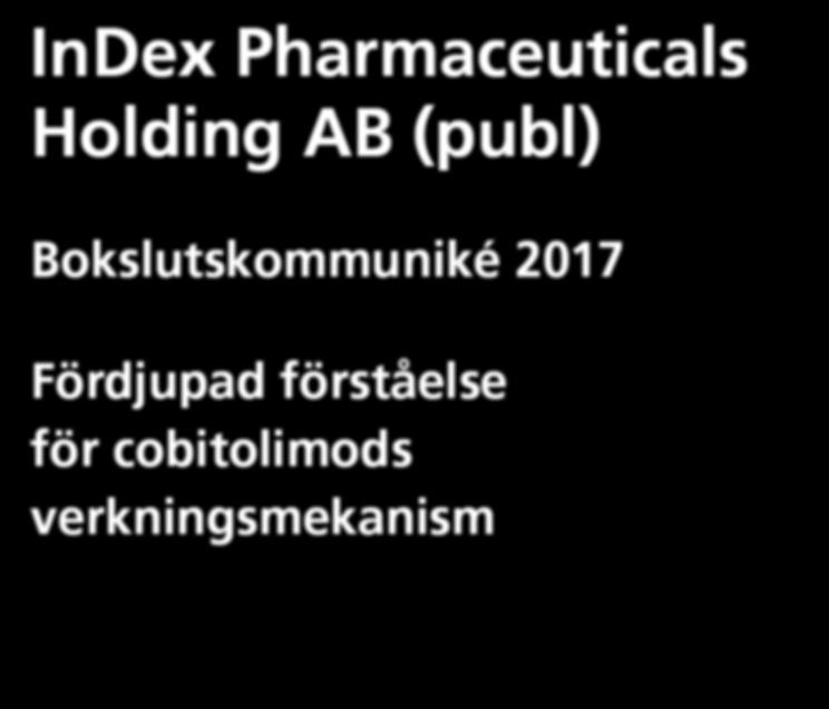 verksamheten uppgick till 14,1 MSEK ( 8,3) Alla jämförelsetal inom parentes avser utfallet för InDex Pharmaceuticals samlade verksamhet under motsvarande period 2016.