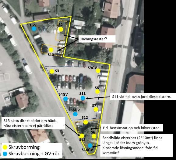 Miljöteknisk markundersökning Sida 8 av 14 1217-082 Kvarnliden 7 & 9, Varbergs kommun 2017-05-16 Figur 5. Provtagningsplan för Kvarnliden 7 och 9. 5 Resultat 5.