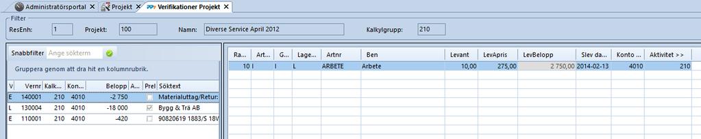 Kalkyl/Prognos I kalkyl/prognos på projekt-nivå, är det nu möjligt att välja om man vill göra Kalkyl/Prognos på kalkylgrupp eller kontonivå direkt i