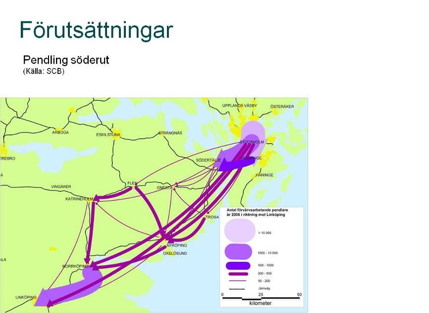 och i tid. Till exempel sker det dagligen ett större antal pendlingsresor mellan Linköping och Stockholm. Enkel resa motsvarar det ett avstånd på drygt 20 mil eller 1 timme och 40 minuter!