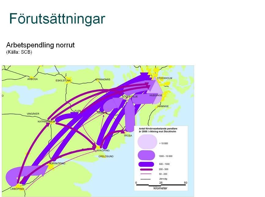 Bild 8. Daglig pendling norrut 3.3. Trafik och kapacitet E4 och Södra stambanan är landets mest intensiva transportstråk.