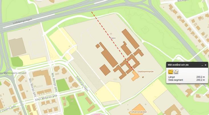 Vid placering av skola med skolgård, aktivitetsområden, uppsamlingsplats, idrottsytor och utrymningsvägar på avstånd över 150 m från Linköpingsvägen behövs ingen separat riskanalys utföras för skola