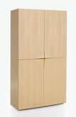 Skåp med dörr i bredd 450 mm ange vänster- eller högerhängd dörr. Cabinet: Made of blockboard finished in birch, oak, or walnut veneer and eight colors. Finish clear lacquer.