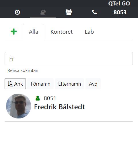 4. Sök efter kollega Det går bra att söka på förnamn, efternamn, anknytningsnummer, annat nummer, mailadress,