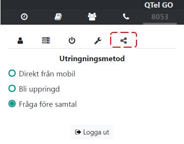 Utgående ringläge 1. Välj den femte fliken Här ser du vilken inställning du har för utgående samtal.