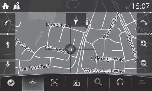 2.4.4 Använda kartan visade kartan. Du kan dessutom zooma in och ut på kartor, ändra kartvisningen och välja en destination genom att trycka på en knapp som visas utanför kartvisningen.