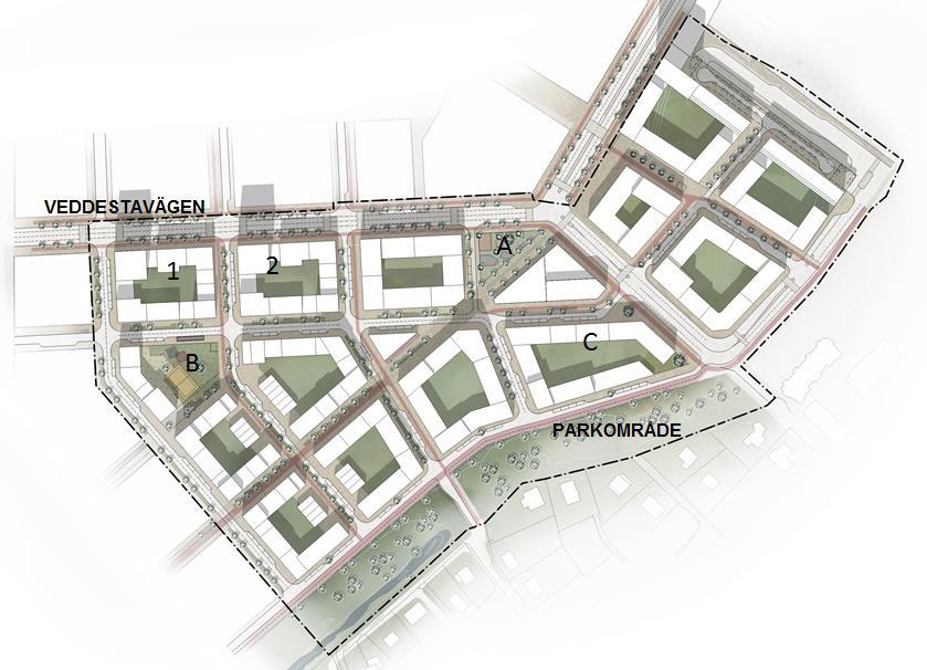 Inledning I södra Veddesta avser Järfälla kommun att ta fram en detaljplan för en ny hög och tät sammanhängande stadsmiljö med ett stort antal nya bostäder, kontor, förskolor och kommersiell service.