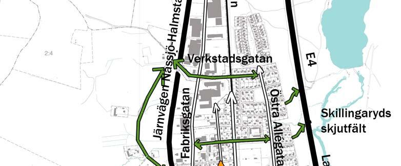 utökade gårdsgator, Stråken