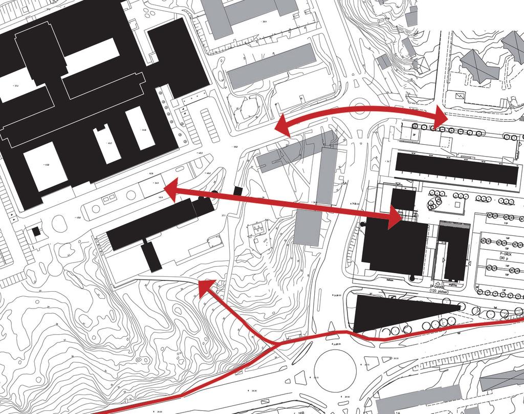 4. FASTIGHETSUTVECKLINGSPLAN 4.1.10 Fastighetens koppling till Ektorp centrum utvecklas En förstärkning av kopplingarna mellan sjukhuset och centrumet kan innebära flera positiva synergieffekter.