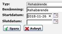 Rehabiliteringsärende När du ska påbörja dokumentation i en rehabilitering rekommenderar vi att först skapar ett rehabiliteringsärende.