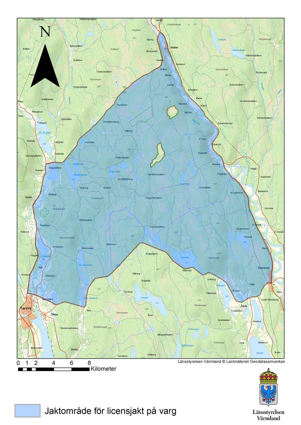 Bilaga 2 LÄNSSTYRELSEN VÄRMLAND Karta över jaktområde BESLUT III(30) Karta: Gränserna utgörs av E45/E16, RV239 och RV62.