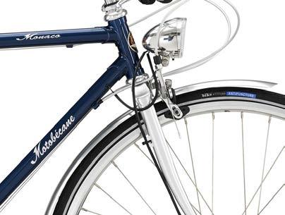 MONACO HERR 22SP CALIPERBROMS DYN. FRAMLAMPA 56 cm # 9051622656 60 cm # 9051622760 Motobécane Monaco är en klassisk cykel med en lätt stålram i stilrena färger.