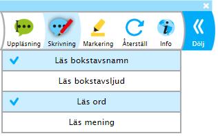 Leta upp och klicka på Uppläsning, Skrivning och Markering 5.