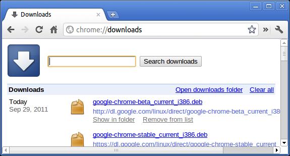 Chrome-kommandon Syfte Skärmbild chrome://downloads Den här