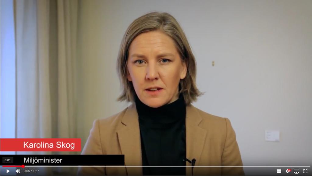 Inspelad hälsning från miljöminister Karolina Skog (dag 1) Resor är ett område med stor miljöpåverkan, och vi behöver hitta bättre sätt att mötas digitalt, för miljöns och klimatets skull.