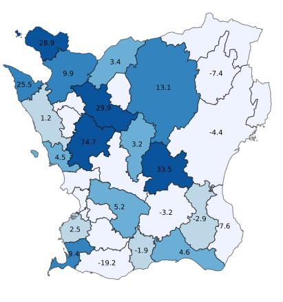 Gästnätter i Skåne, jan-okt 2018 5 510 749 gästnätter (+4,7 %, +247 350 st) (Utveckling %