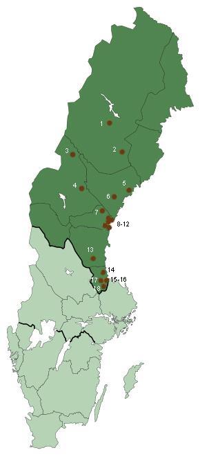 Yngre bronsålder Från den yngre bronsåldern uppgår antalet metallfynd från Norrland till 22, fördelade på 18 olika lokaler (se fig. 42).