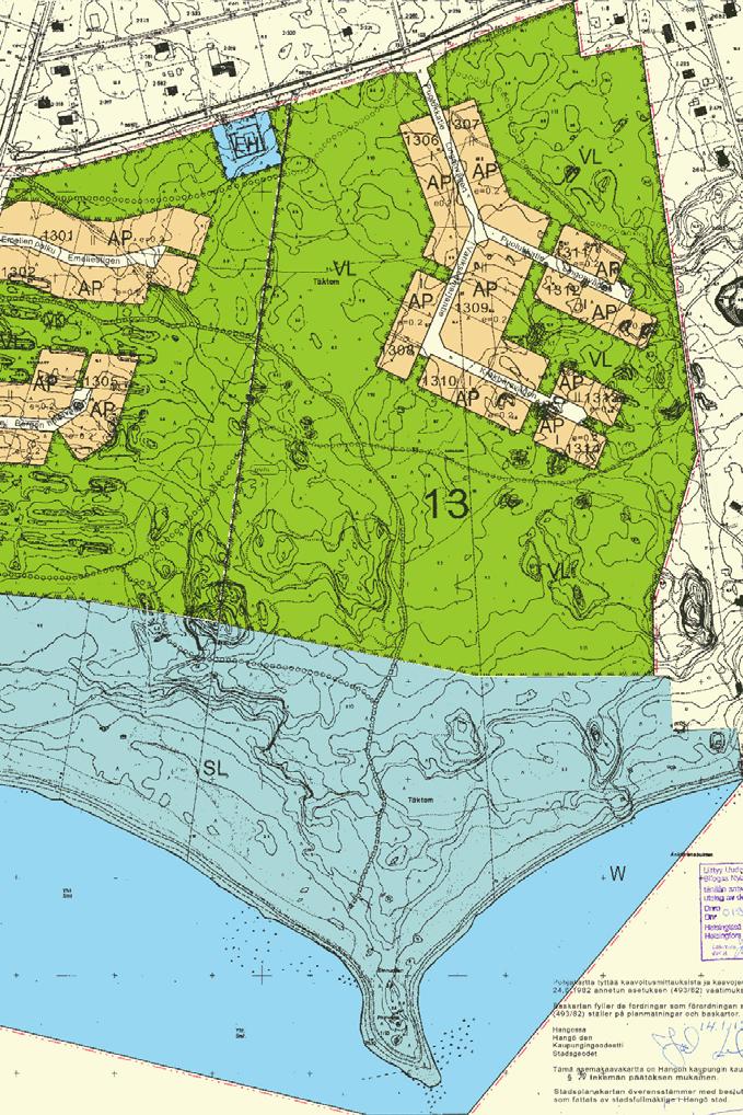 HANGÖ STAD 4 Detaljplanen som ändras För området gäller 11.3.1998 och 13.12.2000 godkända detaljplaner.