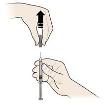 A Steg 2: Gör dig klar Dra försiktigt den grå nålhylsan rakt ut och bort från dig.