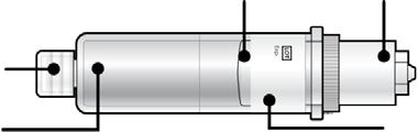 Status- Startknapp Fästyta lampa (Tryck inte förrän du är klar att injicera) Cylinderampullucka (stäng den inte utan en insatt cylinderampull)