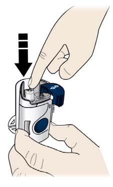 H Ladda den rengjorda cylinderampullen i den automatiska doseringspumpen och tryck bestämt på toppen tills den sitter