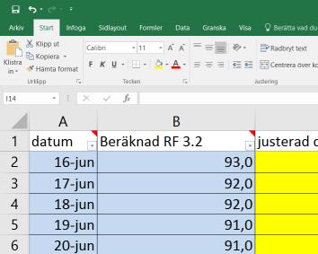 Examensarbete: UTTORKNING AV HÖGPRESTERANDE BETONGGOLV 4. Öppna det Excelbaserade rimlighetsverktyget och ställ dig i cell A2.