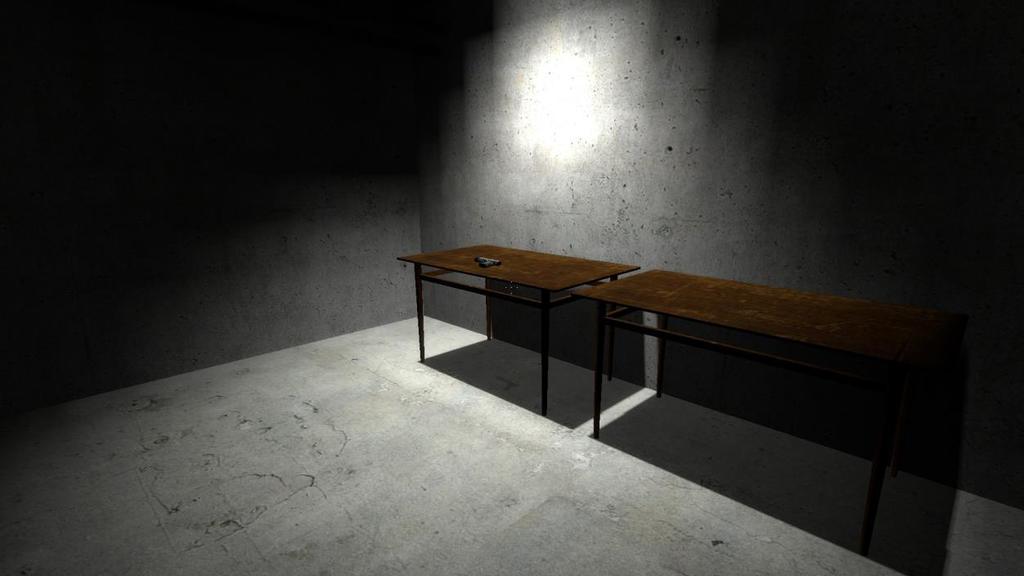 Skärmdump ifrån artefakten När spelaren sedan tagit sig ut ur det första rummet, dörren låses upp när pistolen plockas upp, så kommer en nedräkning att starta, röda ljus