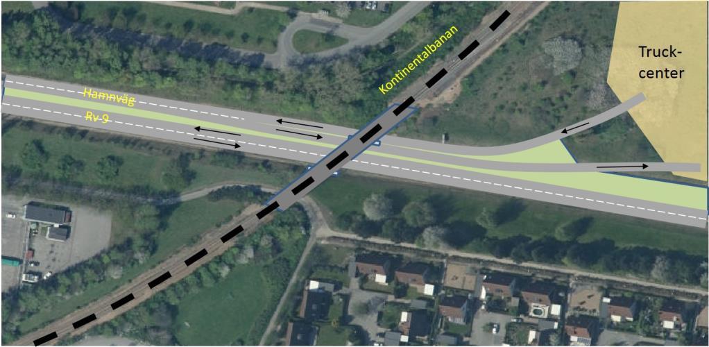 19 (23) Figur 15. Rv 9 och Hamnväg under Kontinentalbanan.