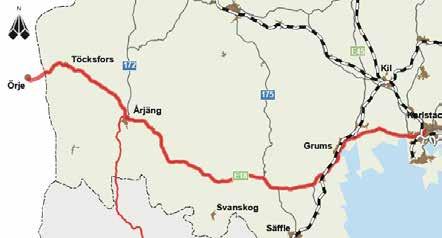 REGIONAL SYSTEMANALYS VÄRMLAND 2017 Regionalt stråk (Örje)-Töcksfors-Årjäng-Grums- Karlstad Beskrivning Stråket binder ihop de sydvästra delarna av Värmland med Norge och med Karlstad.