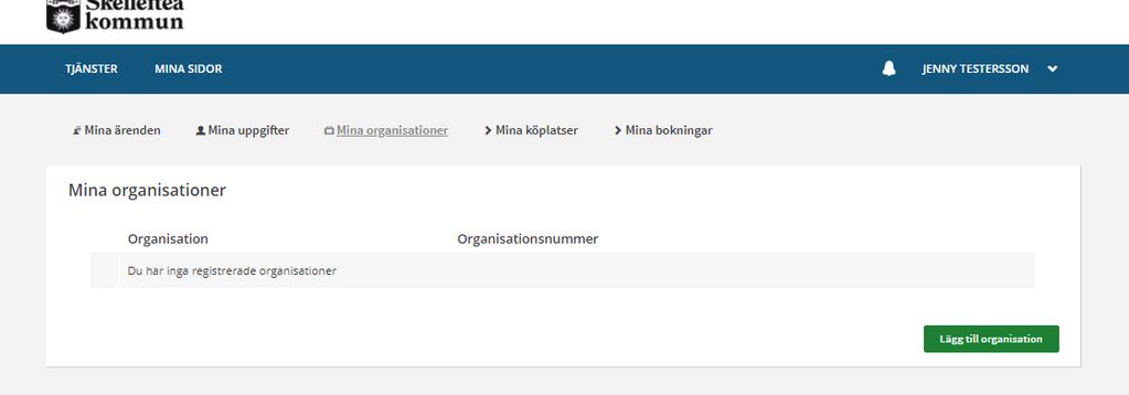 3.2 Mina engagemang Under Mina engagemang kan du se och registrera organisationer. Det är användbart om du ska använda e-tjänster för föreningar eller bolag.