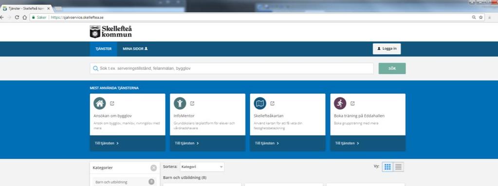 1. Logga in/ut 1.1 Logga in 1. Klicka på Logga in. 2. Klicka på Logga in med e-legitimation. 3.