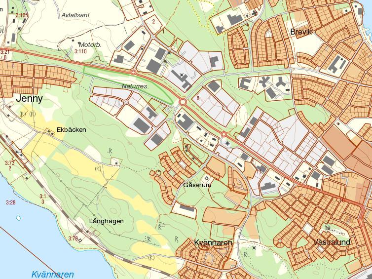 PLANDATA Lägesbestämning Gällande plan ligger i Didrikslundsområdet i västra Västervik och berör fastigheten Didrikslund 2. Planområdets läge markerat med röd punkt.