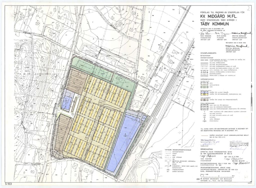 START-PM Stadsplan för kv. Midgård (S103) m fl fastställdes 1973-02-20.