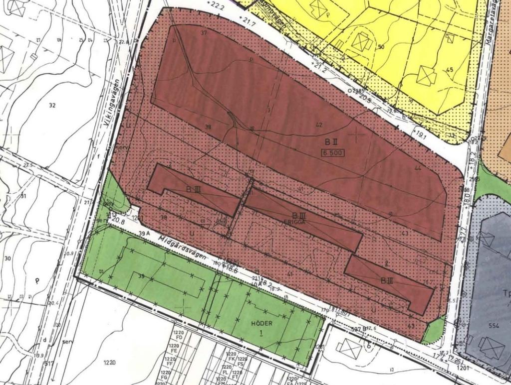 Utsnitt ur plankarta tillhörande stadsplan för fastigheten Ymer 2 (S210).