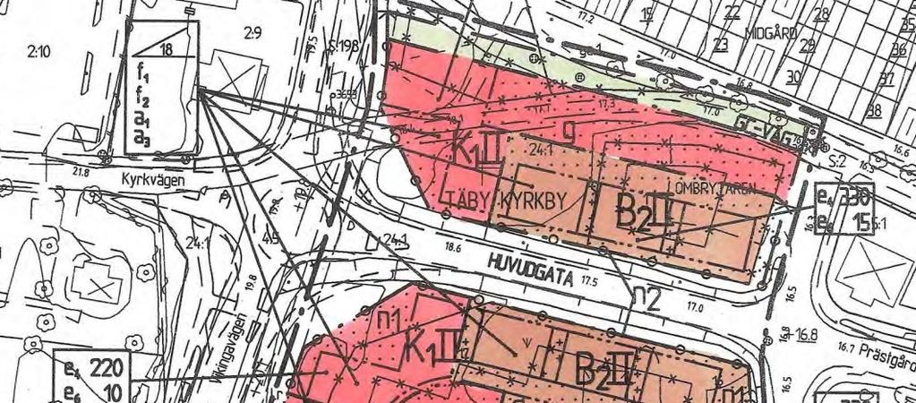 En del av Prästgårdsvägen närmast Vikingavägen omfattas av detaljplan D172, laga kraft 2002-03-28. Området får bebyggas med bostäder, kontor/service i två våningar.