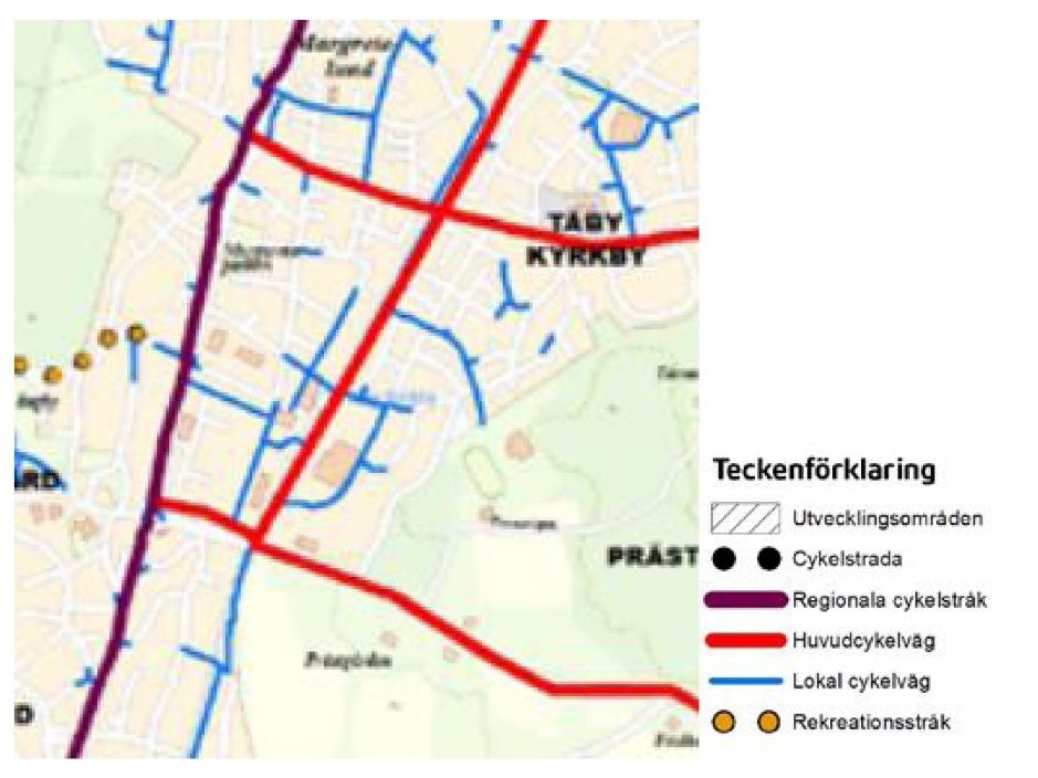 Framtida cykelnät i Täby Kyrkby