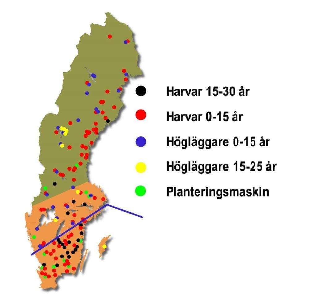 Figur 7. Geografisk placering av Bracke Forsets sålda markberedningsaggregat 1.1.6.