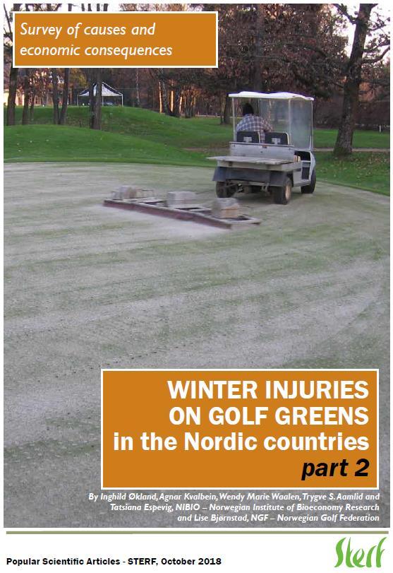 Ekonomiska konsekvenser av vinterskador i genomsnitt för de nordiska länderna (per år under år med betydliga vinterskador): Pr. golfbane Totalt for Norden (ca.