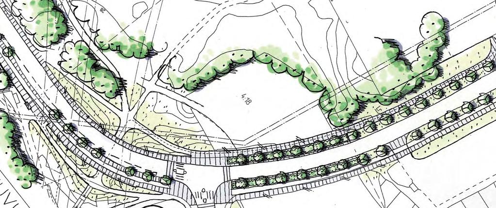 E: Armégatan från bron till Emmylundsvägen Plan skala 1:1000 N Busshållplats Busshållplats Bef. naturmark Bef.