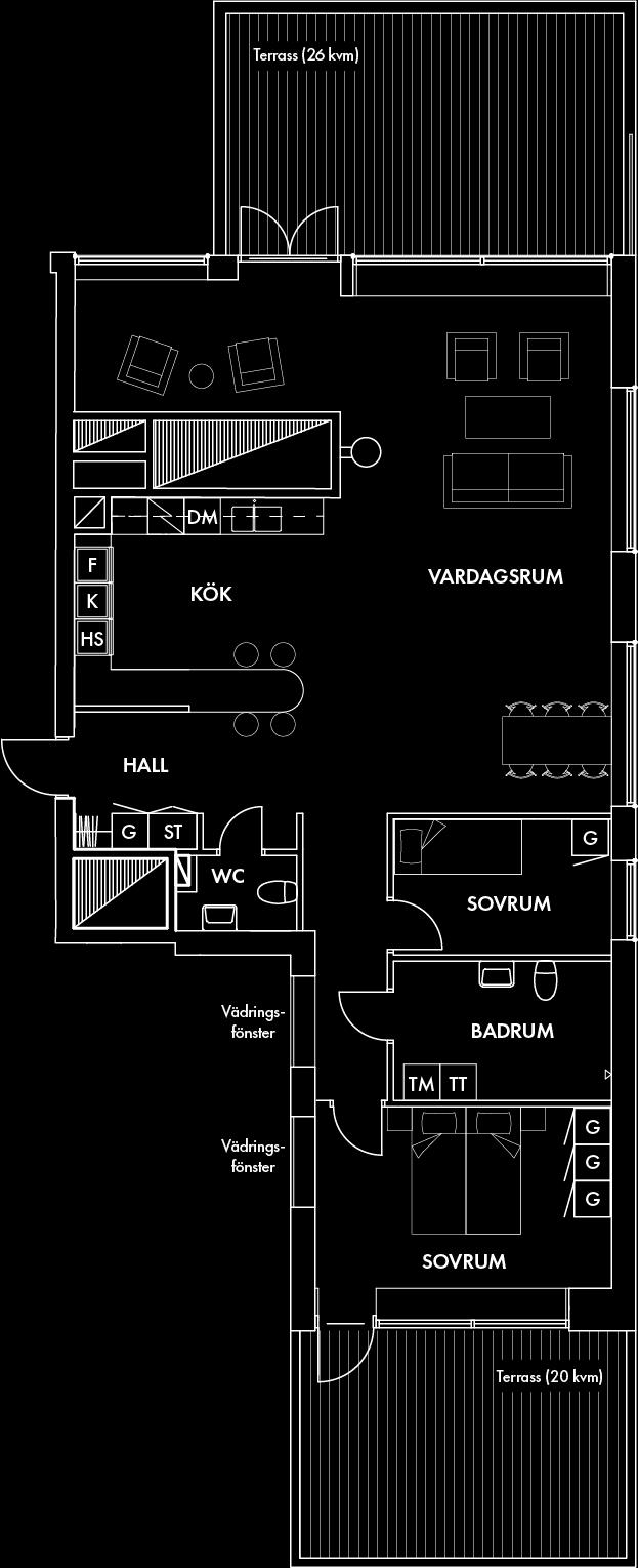 Lgh 1 5 08 Lgh 1 6 01 75 kvm / 2-3 rum & kök / vån 7 116 kvm 3-4 rum & kök vån 8 Fin rymlig tvåa med möjlighet till ett extra sovrum.