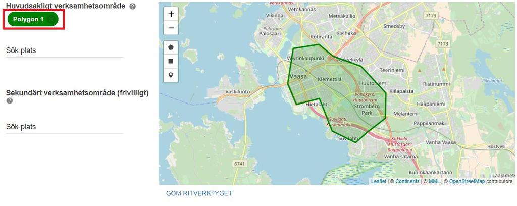 Polygon 1 i bilden). Skriv det nya namnet i fältet, t.ex.