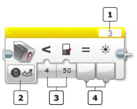 färg. Blocket Färgsensor hämtar data från färgsensorn.