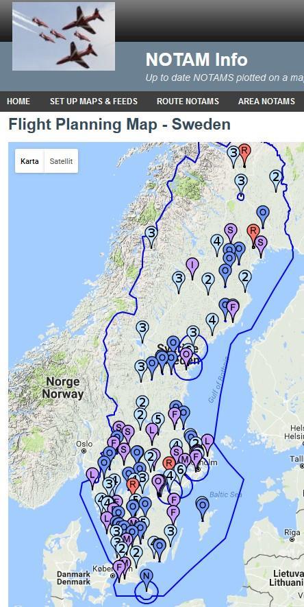 Tips och råd forts NOTAM och AIP hittas på LFV hemsida, https://aro.lfv.