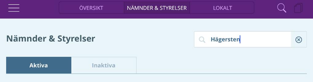 2.5.2 Filtrera listan över nämnder och styrelser Om listan är omfattande kan du använda sökfiltret. 1. Tryck på sökfältet [3]. 2. Skriv nämnden eller styrelsens namn.