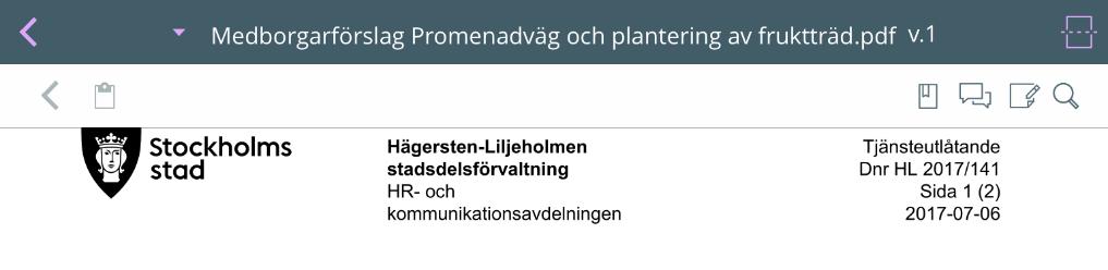 Tryck på ett dokument för att aktivera möjligheten att navigera mellan dokumentets olika sidor. 2.