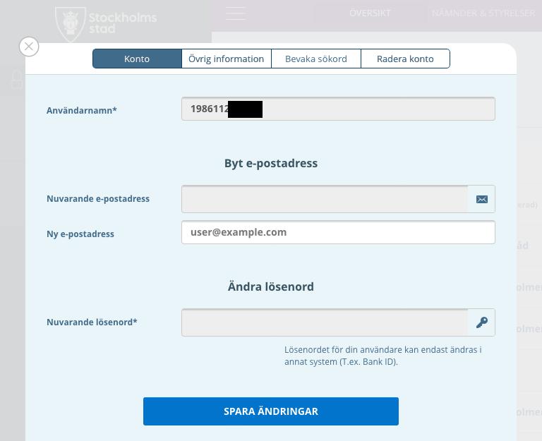 Obs: För att kunna prenumerera på ny eller uppdaterad mötesdata eller bevaka sökord är det viktigt att fylla i e-postadressen så att det är möjligt att få e-postnotifieringar. 2.3.