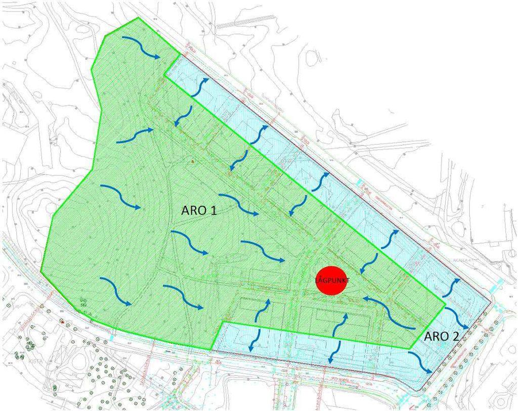 3.2.2 Avrinningsområde efter exploatering Kista äng betraktas före planerad exploatering som ett enda avrinningsområde.