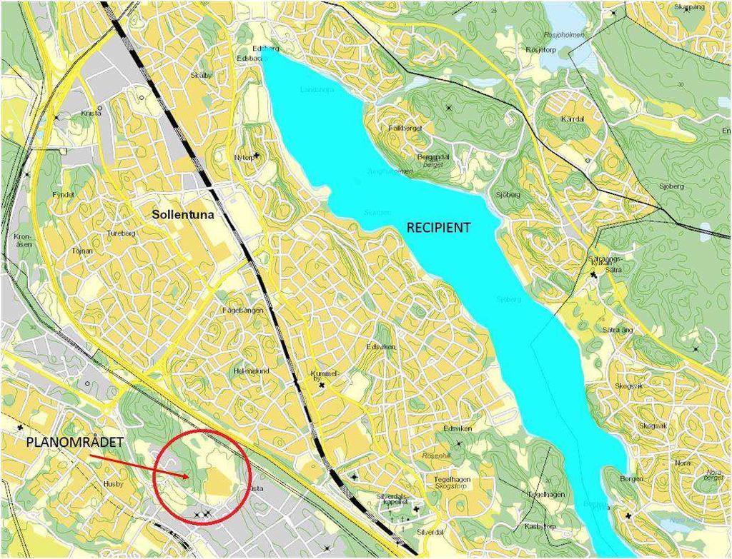 3.3 Recipient Avrinningsområdet avvattnas till Edsviken som utgör vattenförekomst (SE659024-162417), se Figur 6. Edsviken är ett s.k. övergångsvatten, vilket innebär att den delvis har salthaltig karaktär till följd av närheten till Saltsjön.