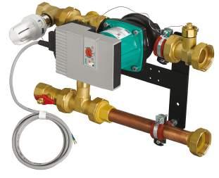 Uponor Fluvia Move Push MPG-10-A-W är utrustad med motorstyrd trevägsventil och Uponor Regulator X-157. Regulator X-157 styr framledningstemperaturen med en kurva baserad på utomhustemperaturen.