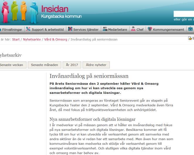 Halland och Kungsbackaposten om att kommunen skulle medverka på mässan med en invånardialog.